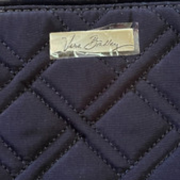 Vera Bradley Trapeze Quilted Crossbody with Patent Leather Trim Navy Blue - Picture 4 of 7